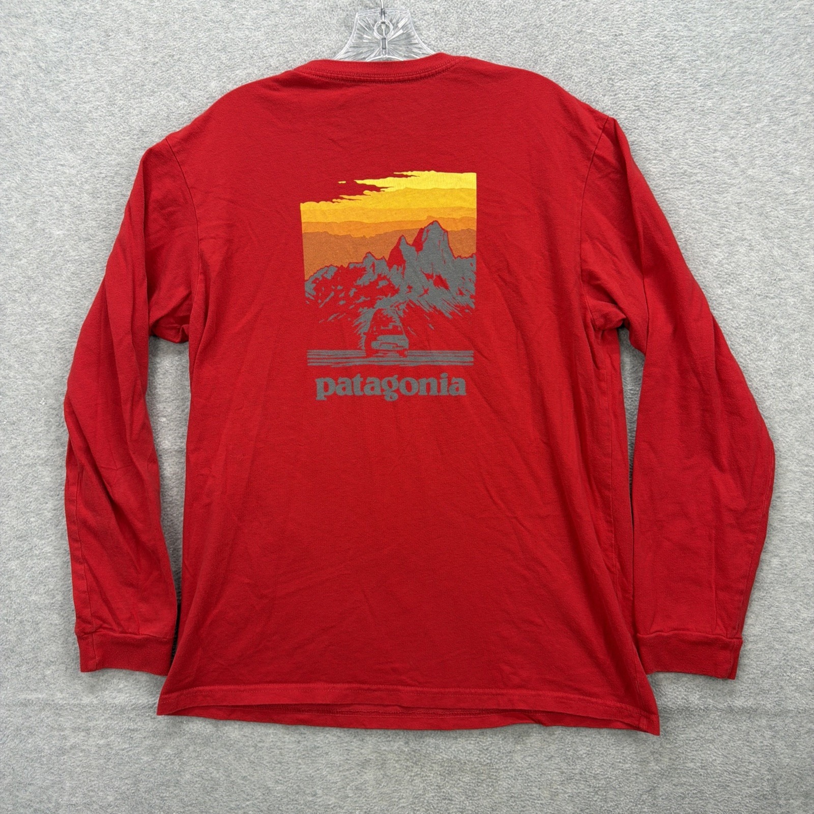 Patagonia T Shirt Men Medium Red 73 Skyline Fitz Roy Long Sleeve Tee Made In Usa